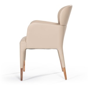 Sillón de comedor Modrest Ogden moderno en beige y oro rosa