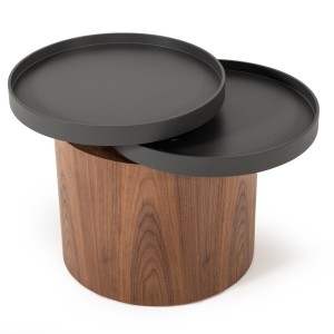 Mesa auxiliar moderna Modrest Bascom de nogal con tapa giratoria