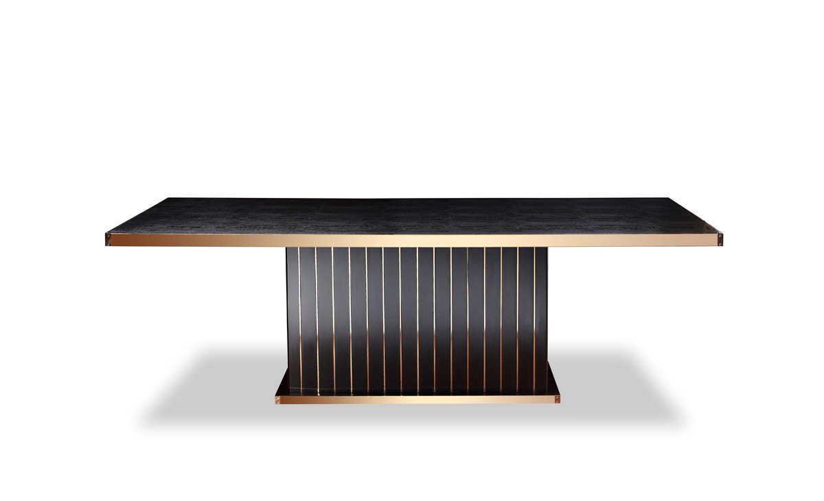 Mesa de comedor moderna de cocodrilo negro y oro rosa Talin de A&X - Image 2