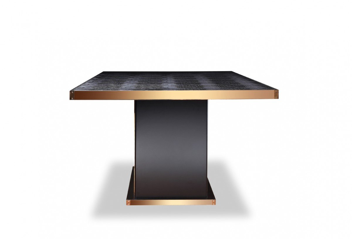 Mesa de comedor moderna de cocodrilo negro y oro rosa Talin de A&X - Image 3