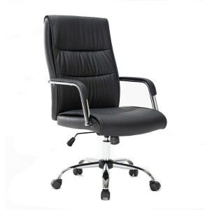 Sillon Ejecutivo Magnus Vinipiel Color Negro Base Cromada