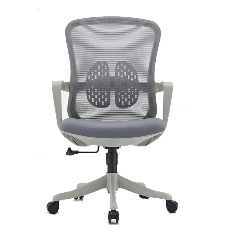 Silla Operativa Organic Mesh y Tela Gris Estructura blanca - Image 5