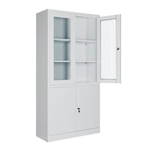 Gabinete Combinado Con Puertas De Vidrio 1.80 MC Blanco Armado