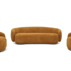 Divani Casa Andrew - Conjunto de sofás moderno de tela naranja