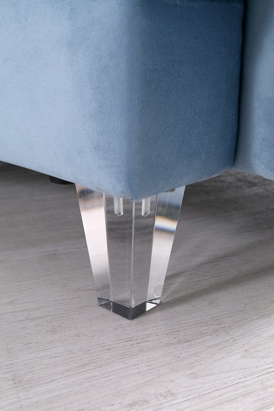 Divani Casa Darla - Sofá seccional curvo de terciopelo azul moderno - Image 5