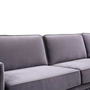 Divani Casa Jean - Sofá seccional moderno de terciopelo gris