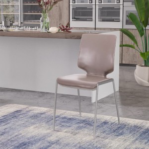 Modrest Eileen - Sillas de comedor modernas de ecopiel gris oscuro (juego de 2)