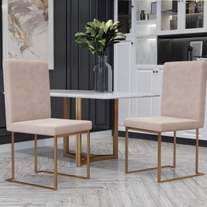 Modrest Fowler - Juego de 2 sillas de comedor modernas de terciopelo beige y latón