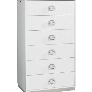 Cómoda Victoria Modern de 6 cajones lacada en cocodrilo blanco