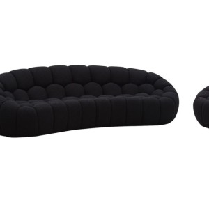 Divani Casa Yolonda - Conjunto moderno de sofás curvos de tela negra