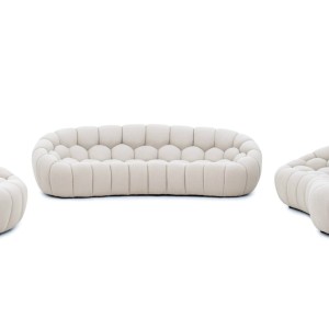 Divani Casa Yolonda - Conjunto moderno de sofás curvos de tela beige