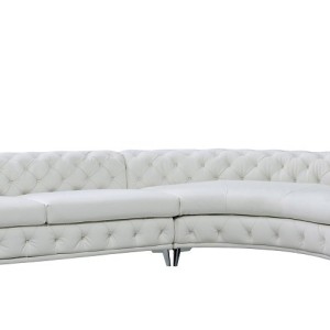 DIvani Casa Kohl - Sofá seccional de forma curvada RAF blanco contemporáneo con chaise