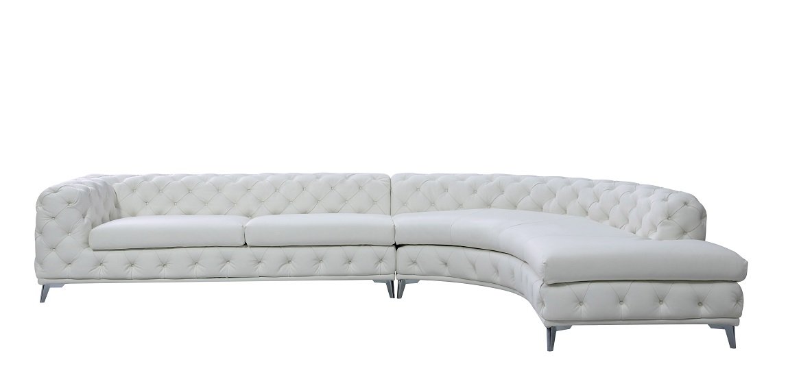 DIvani Casa Kohl - Sofá seccional de forma curvada RAF blanco contemporáneo con chaise - Image 2