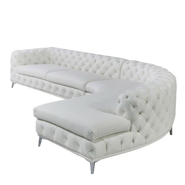 DIvani Casa Kohl - Sofá seccional de forma curvada RAF blanco contemporáneo con chaise - Image 3