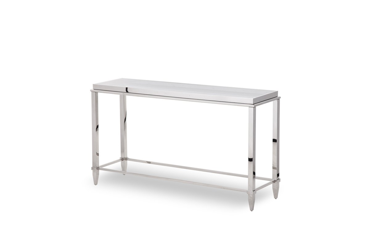 Mesa consola Modrest Agar moderna de vidrio y acero inoxidable