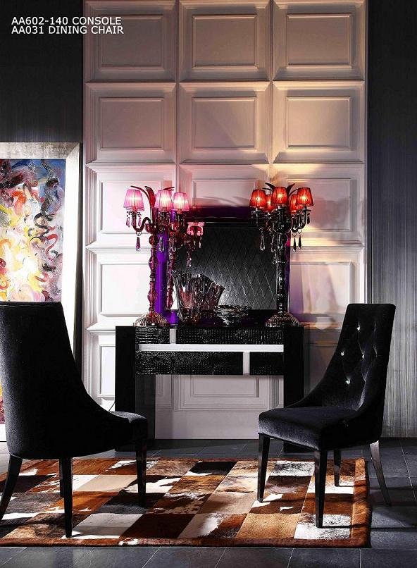 A&X Charlotte – Silla de comedor de terciopelo negro (juego de 2)