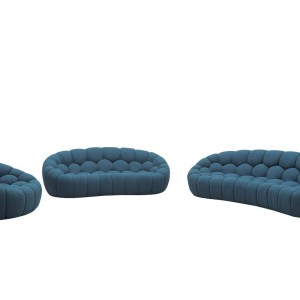 Divani Casa Yolonda - Moderno juego de sofás curvados de tela verde azulado oscuro