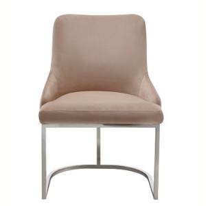 Modrest Daria - Juego de 2 sillas de comedor modernas de terciopelo beige y acero inoxidable