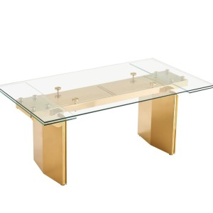 Modrest Nassim - Mesa de comedor extensible de cristal Glam