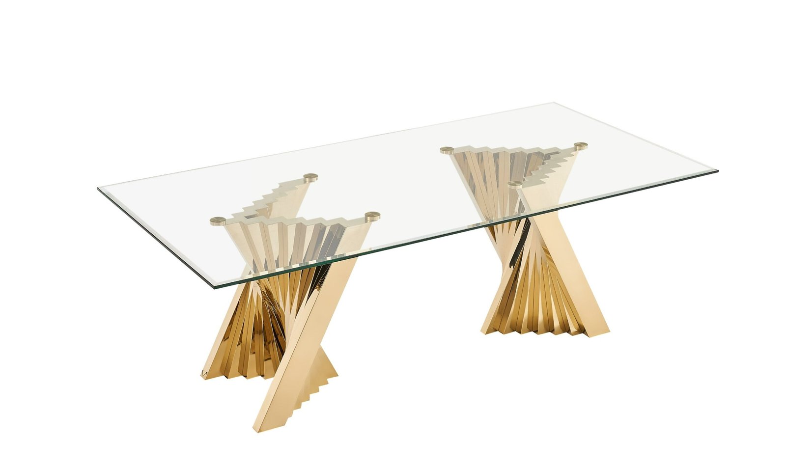 Modrest Buquet - Mesa de comedor rectangular Glam Glass + Champagne Gold