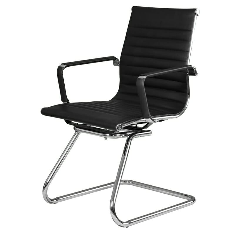 Silla Visita Trineo Vista Vinipiel Negra 1001V