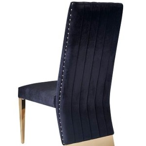 Modrest Keisha - Juego de 2 sillas de comedor modernas de terciopelo negro y dorado