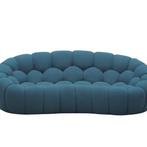 Divani Casa Yolonda - Sofá de dos plazas moderno y curvo de tela verde azulado oscuro