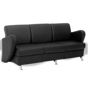 Sofa 3 Plazas Alce Piel Negro