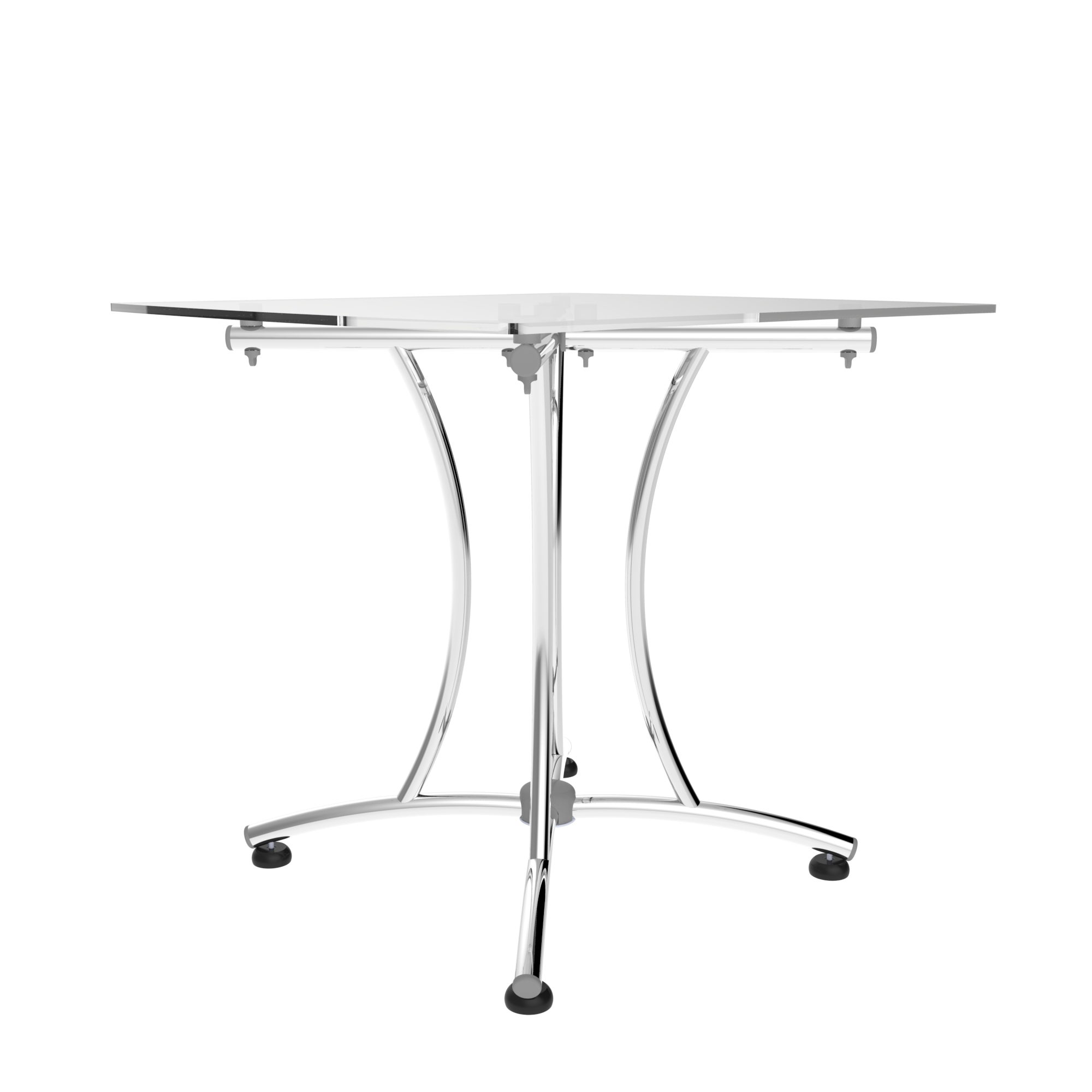 Mesa Palermo con cubierta de cristal templado y base cromada de acero. Ideal para salas de espera y espacios colaborativos. - Image 3