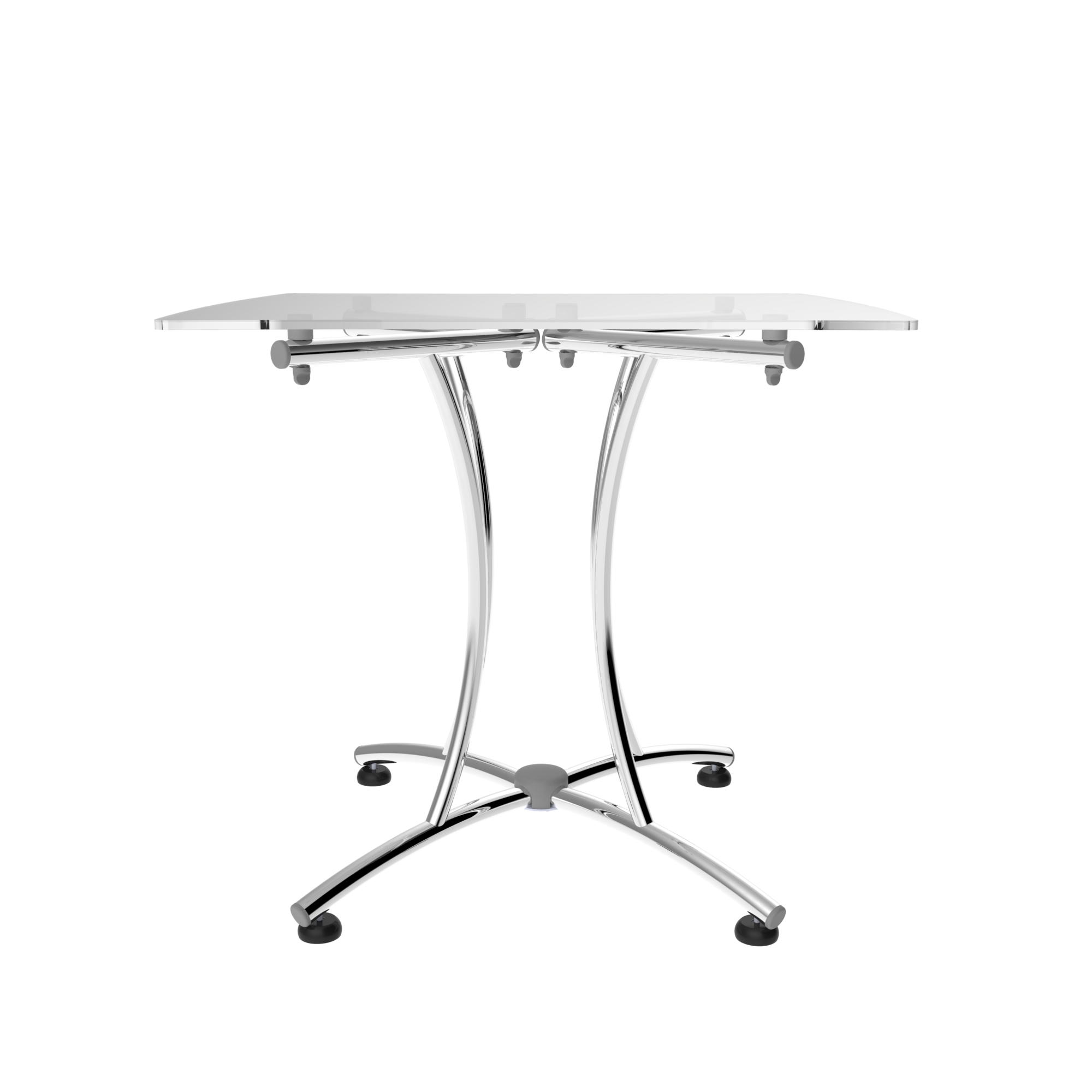 Mesa Palermo con cubierta de cristal templado y base cromada de acero. Ideal para salas de espera y espacios colaborativos. - Image 2