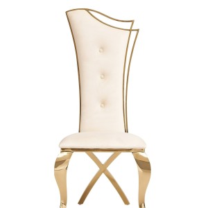 Modrest Bonnie - Silla de comedor moderna de terciopelo beige y dorado champán (juego de 2)