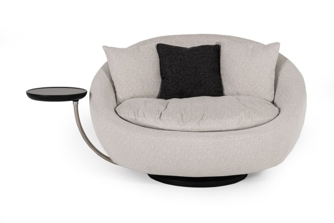 Divani Casa Alba Silla moderna de tela gris con bandeja - Image 3