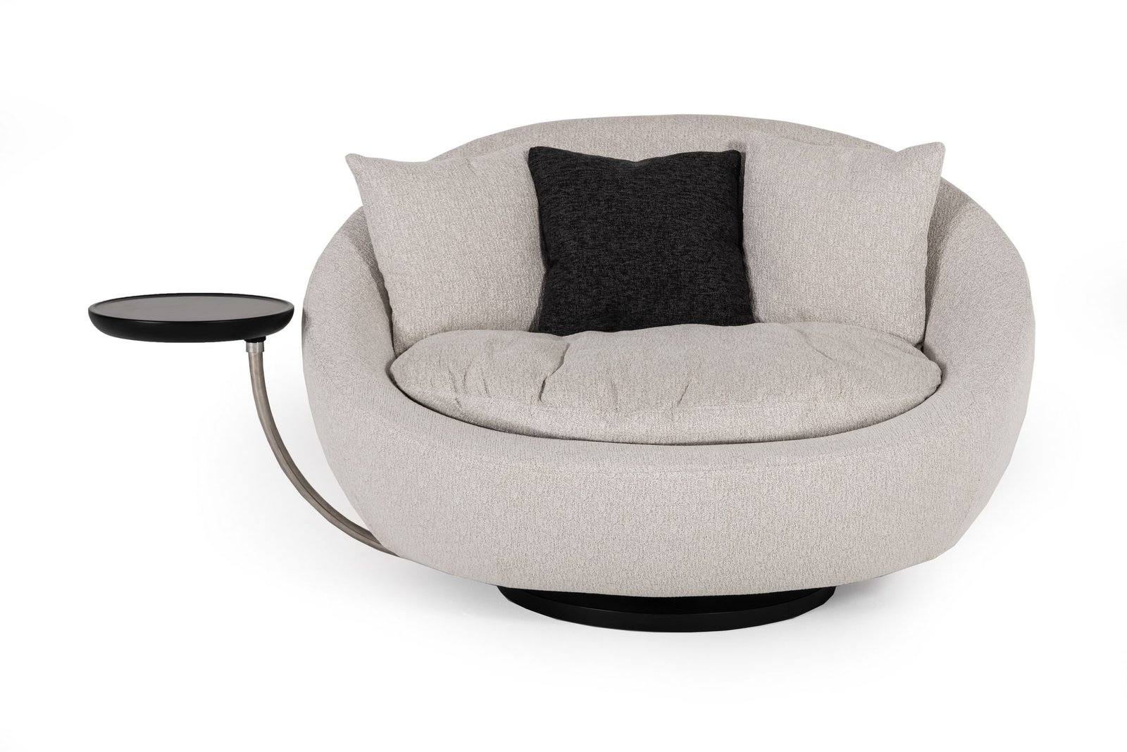 Divani Casa Alba Silla moderna de tela gris con bandeja - Image 3