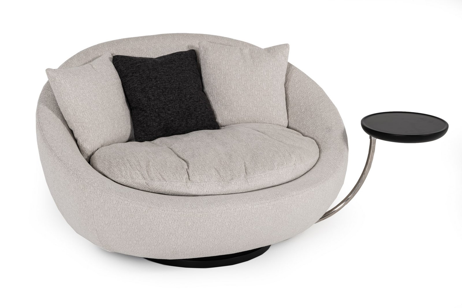 Divani Casa Alba Silla moderna de tela gris con bandeja - Image 2