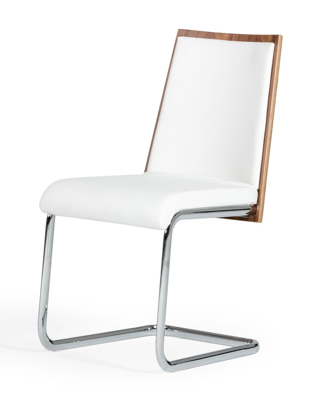 Morgan - Silla de comedor moderna en color blanco y nogal (juego de 2)