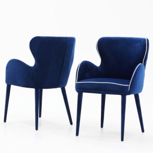 Silla de comedor Modrest Tigard Mid-Century de tela azul