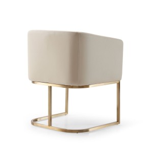 Modrest Yukon - Silla de comedor moderna de latón envejecido y beige
