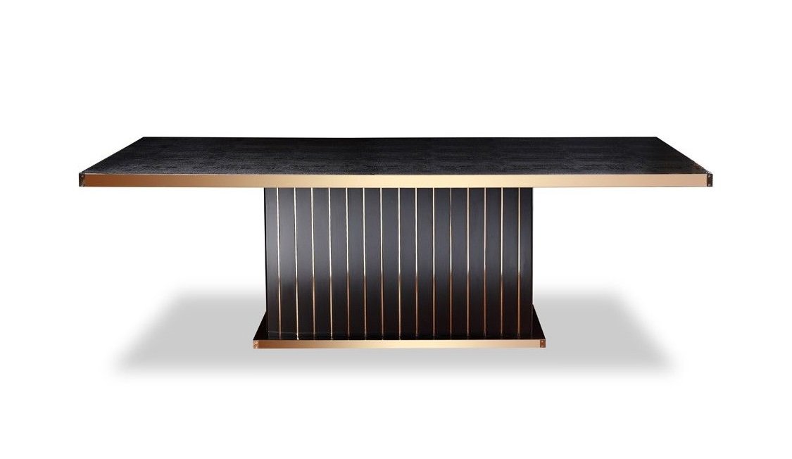 Mesa de comedor moderna de cocodrilo negro y oro rosa Talin de A&X - Image 4