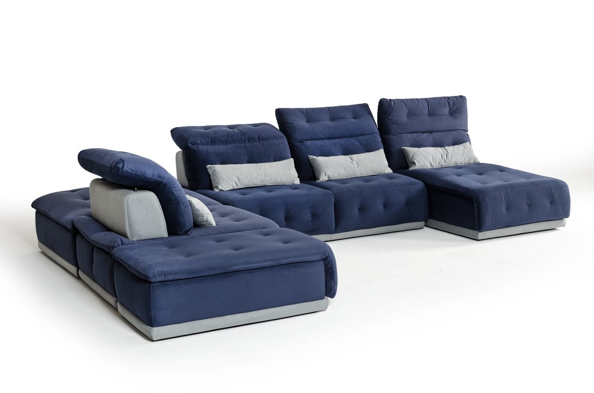 David Ferrari Daiquiri Sofá seccional modular italiano moderno azul y gris - Image 4