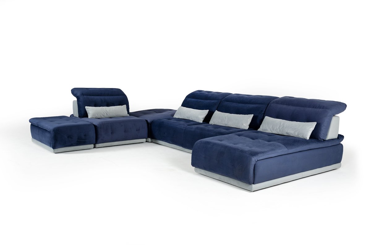 David Ferrari Daiquiri Sofá seccional modular italiano moderno azul y gris - Image 3