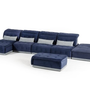 David Ferrari Daiquiri Sofá seccional modular italiano moderno azul y gris