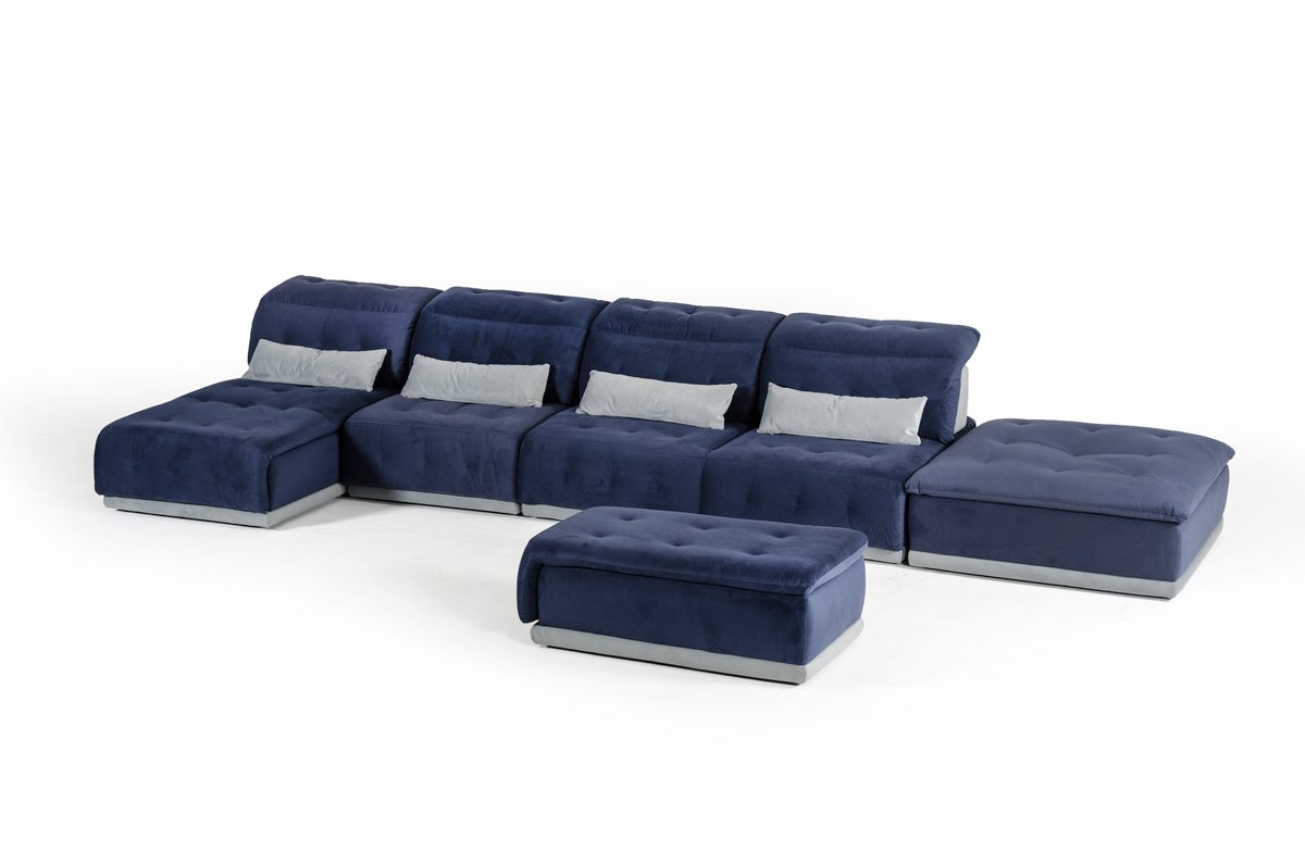 David Ferrari Daiquiri Sofá seccional modular italiano moderno azul y gris
