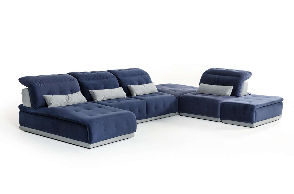 David Ferrari Daiquiri Sofá seccional modular italiano moderno azul y gris - Image 2