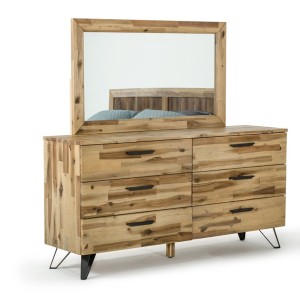 Modrest Sala - Juego de tocador y espejo moderno de madera clara