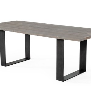 Modrest Murphy - Mesa de comedor moderna de roble envejecido gris y metal negro
