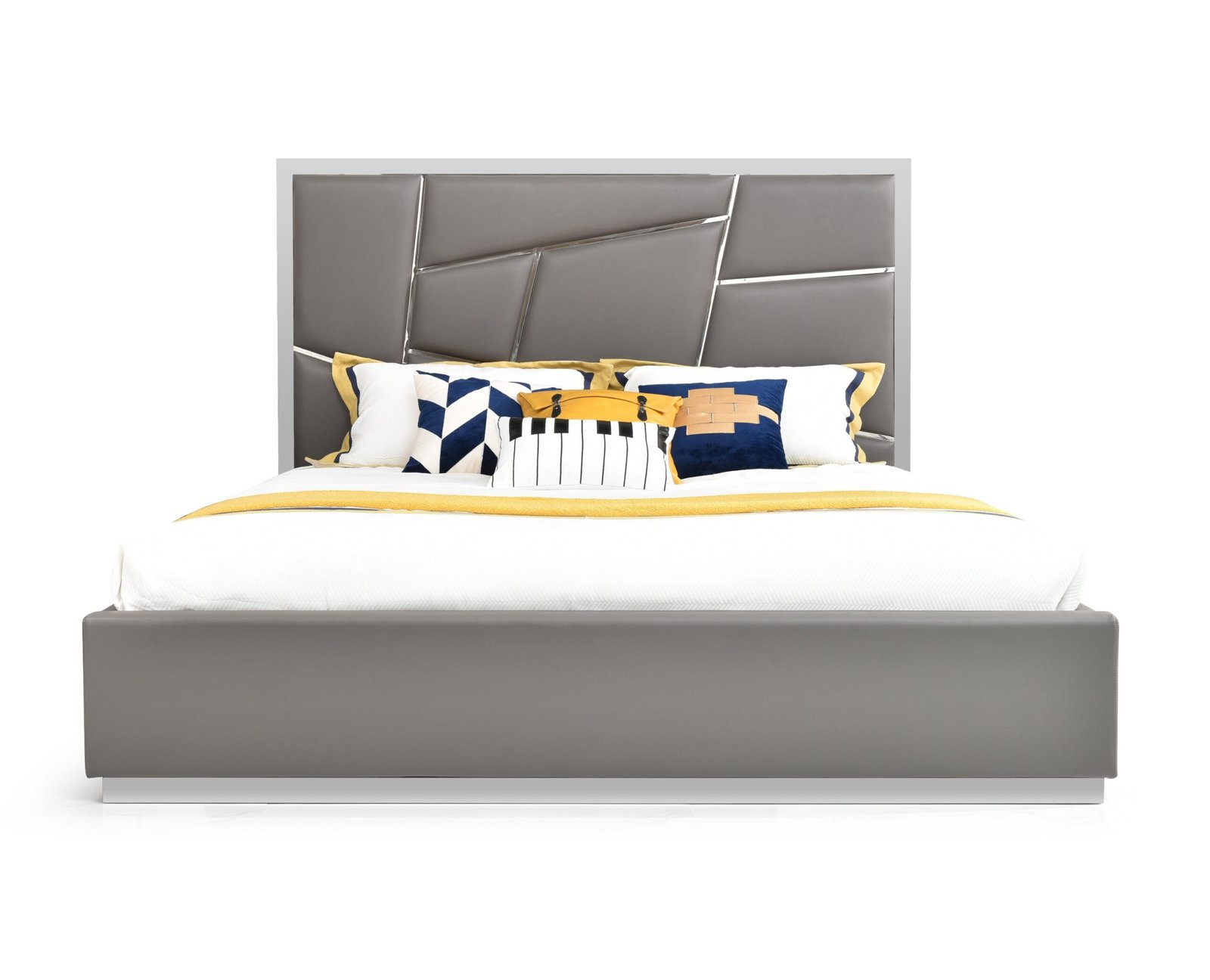 Recámara Modrest Chrysler moderna de cuero regenerado gris - Image 2