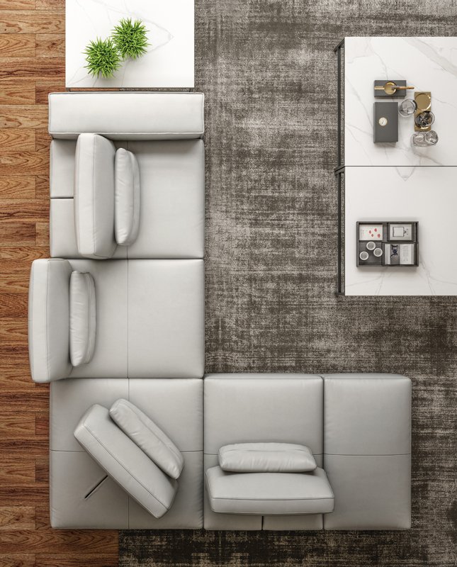 Accenti Italia Enjoy - Sofá seccional italiano moderno de cuero gris claro con orientación izquierda - Image 2