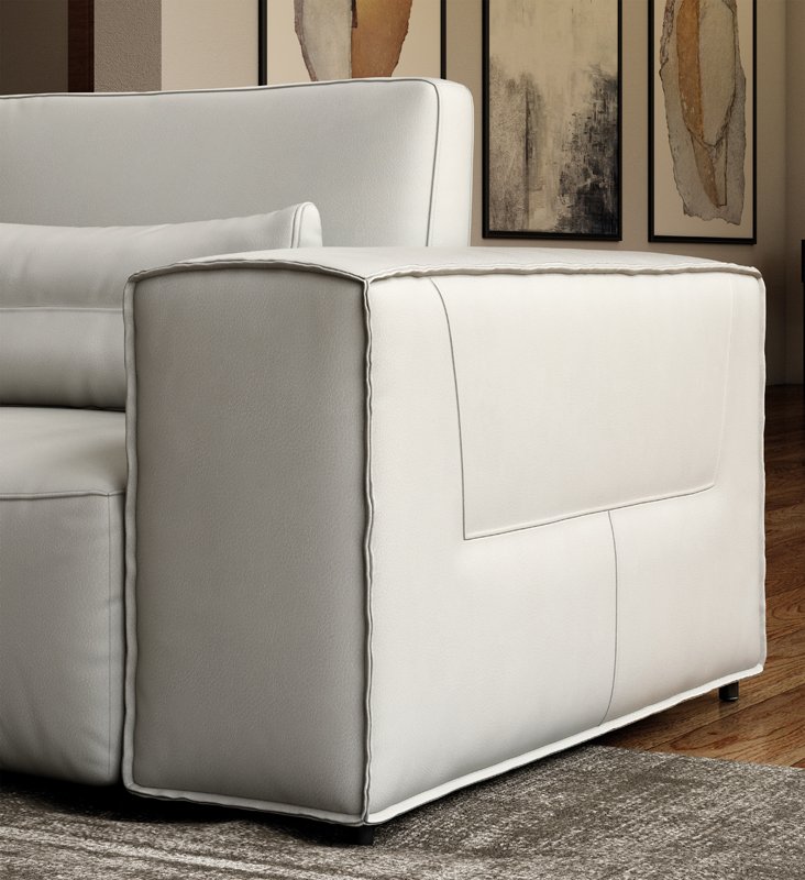 Accenti Italia Enjoy - Sofá seccional italiano moderno de cuero gris claro con orientación izquierda - Image 3