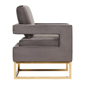 Silla Modrest Edna moderna de terciopelo gris y acento dorado
