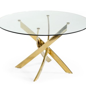 Modrest Pyrite - Mesa de comedor redonda moderna de vidrio